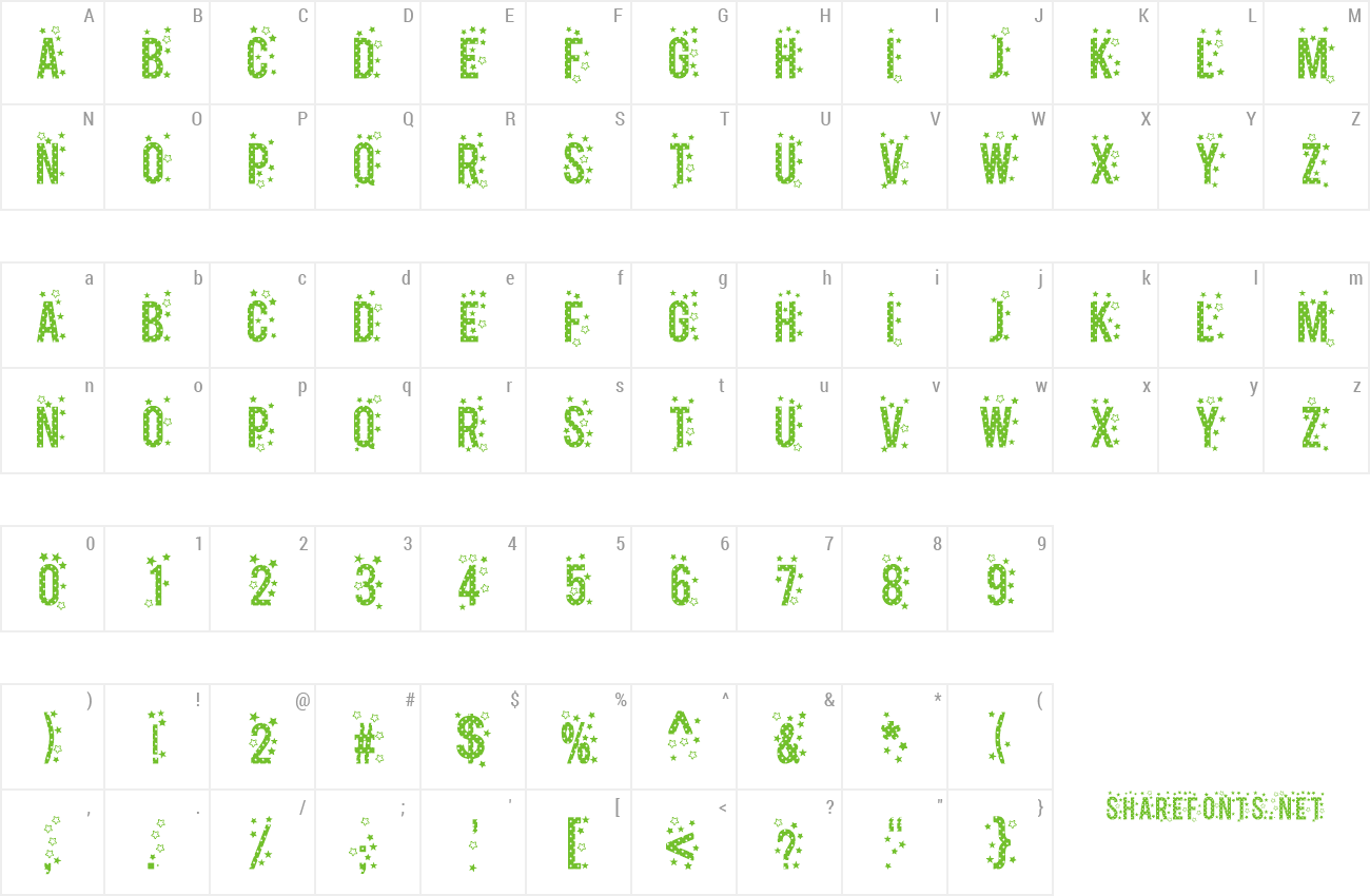 Font stars TFB preview